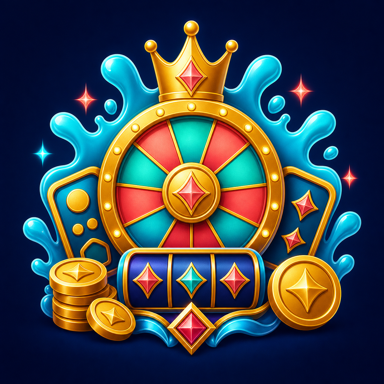 SplashCoins game wheel badge with coins